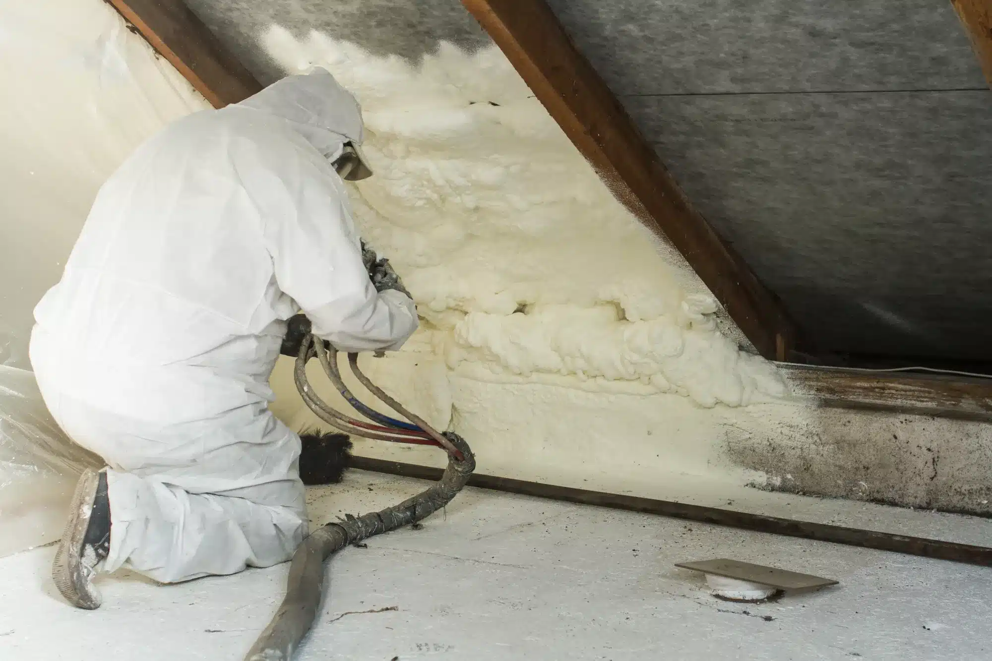Spray Foam Insulation in a residential attic